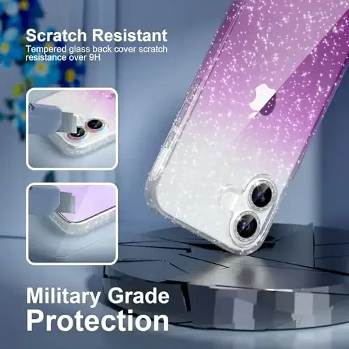 iPhone 17 uchun mos keladigan Choiche g'ilofi, ayollar uchun chiroyli tiniq yaltiroq g'ilof, [2 x olmos kamera linzalari himoyachilari] [2 x закаленное oynali ekran himoyachilari] 6,3 dyuym (yaltiroq tiniq/siyohrang) - 6