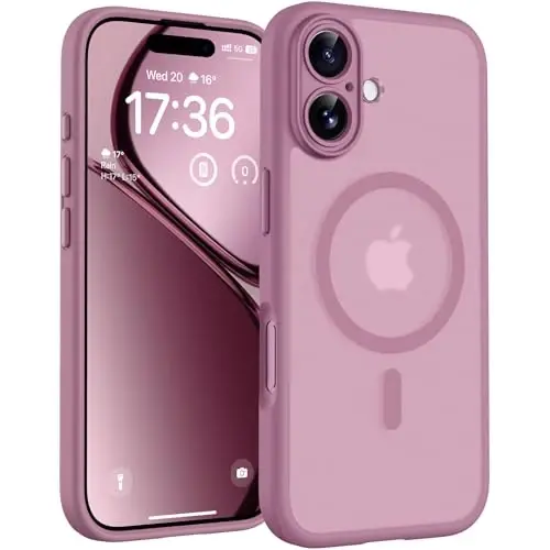 iPhone 17 uchun TOCOL g‘ilofi, to‘liq kamera himoyasi, o‘rnatilgan magnit halqa, Magsafe zaryadlovchi bilan mos, tushishdan himoya, iPhone 17 6,3 dyuym uchun yarim shaffof mat g‘ilof (siyohrang binafsha) 