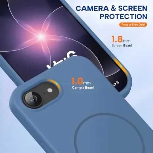 Miracase Magnetic for iPhone 17e Case & iPhone 16e Case, [Soft Anti-Scratch Microfiber Lining], Compatible with MagSafe, Silicone Shockproof Protection Phone Case for iPhone 17e/16e, Glass Blue - 4