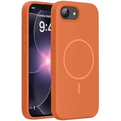 Miracase Magnetic for iPhone 17e Case & iPhone 16e Case, [Soft Anti-Scratch Microfiber Lining], Compatible with MagSafe, Silicone Shockproof Protection Phone Case for iPhone 17e/16e, Orange - MIRACASE