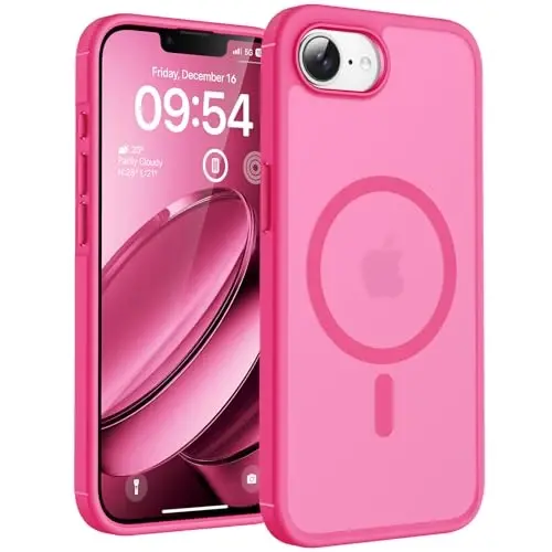 iPhone 17e için TOCOL Kılıf, Magsafe ile Uyumlu, Askeri Düşme Koruması, İnce Yarı Saydam Mat Darbeye Dayanıklı, iPhone 17 e Kılıf 6.1 inç (Koyu Pembe) - 1