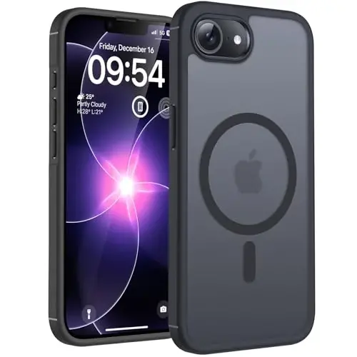 iPhone 17e Kılıf için TOCOL, Magsafe ile Uyumlu, Askeri Düşme Koruması, İnce Yarı Saydam Mat Darbeye Dayanıklı, iPhone 17 e Kılıf 6.1 inç (Siyah) için 