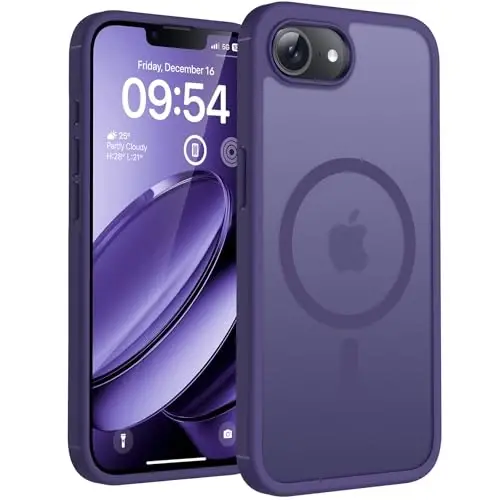 iPhone 17e Kılıf için TOCOL, Magsafe ile Uyumlu, Askeri Sınıf Düşme Koruması, İnce Yarı Saydam Mat Darbeye Dayanıklı iPhone 17 e Kılıf 6.1 inç (Gece yarısı Moru) 