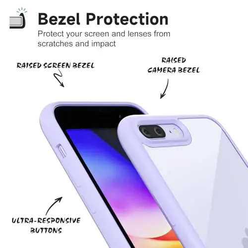 iPhone 8 Plus/ 7 Plus için LoeoeL Kılıf Şeffaf, Transparan Hibrit Telefon Kılıfı [Sert Plastik & Yumuşak Silikon Tampon] Akrilik Sararmayan İnce Koruyucu Kadınlar için Mor Lavanta - 4