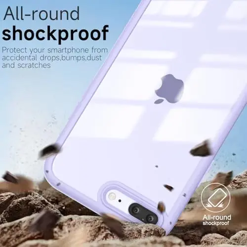iPhone 8 Plus/ 7 Plus için LoeoeL Kılıf Şeffaf, Transparan Hibrit Telefon Kılıfı [Sert Plastik & Yumuşak Silikon Tampon] Akrilik Sararmayan İnce Koruyucu Kadınlar için Mor Lavanta - 6