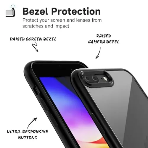 LoeoeL for iPhone 8 Plus/ 7 Plus Case Clear, Transparent Hybrid Phone Case [Hard Plastic & Soft Silicone Bumper] Acrylic Non Yellowing Thin Slim Protective Cover for Women, Black - 4