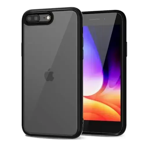 LoeoeL for iPhone 8 Plus/ 7 Plus Case Clear, Transparent Hybrid Phone Case [Hard Plastic & Soft Silicone Bumper] Acrylic Non Yellowing Thin Slim Protective Cover for Women, Black 