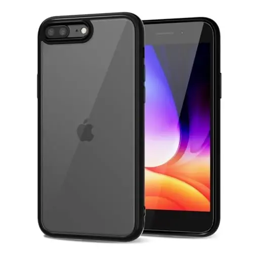 iPhone 8 Plus/ 7 Plus Kılıfı Şeffaf, Hibrit Telefon Kılıfı [Sert Plastik ve Yumuşak Silikon Tampon] Akrilik Sararmayan İnce Koruyucu Kapak Kadınlar için, Siyah 