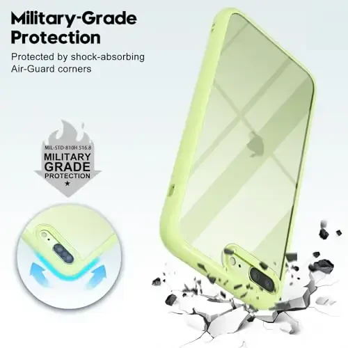 LoeoeL for iPhone 8 Plus/ 7 Plus Case Clear, Transparent Hybrid Phone Case [Hard Plastic & Soft Silicone Bumper] Acrylic Non Yellowing Thin Slim Protective Cover for Women, Mint Green - 10