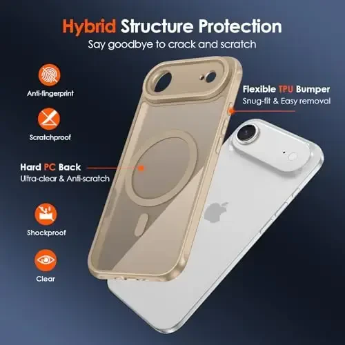 ivoler Magnetic Case for iPhone Air 6.5'' [Compatible with Magsafe] 15FT Military Grade Protection Magnetic Charger Case Bumper for,Frosted Translucent Back for iPhone 17 Air Cover-Titanium - 3