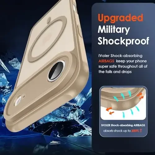 ivoler Magnetic Case for iPhone Air 6.5'' [Compatible with Magsafe] 15FT Military Grade Protection Magnetic Charger Case Bumper for,Frosted Translucent Back for iPhone 17 Air Cover-Titanium - 6