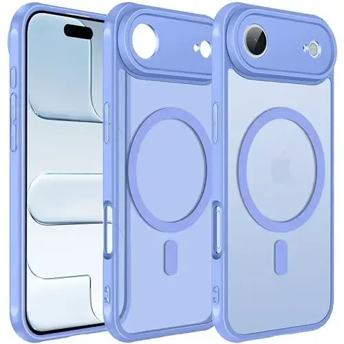 ivoler Magnetic Case for iPhone Air 6.5'' [Compatible with Magsafe] [15 FT Military Grade Protection] Magnetic Charger Case Bumper for,Frosted Translucent Back for iPhone 17 Air - Light Blue - IVOLER