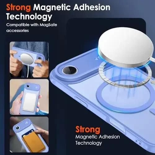 ivoler Magnetic Case for iPhone Air 6.5'' [Compatible with Magsafe] [15 FT Military Grade Protection] Magnetic Charger Case Bumper for,Frosted Translucent Back for iPhone 17 Air - Light Blue - 4