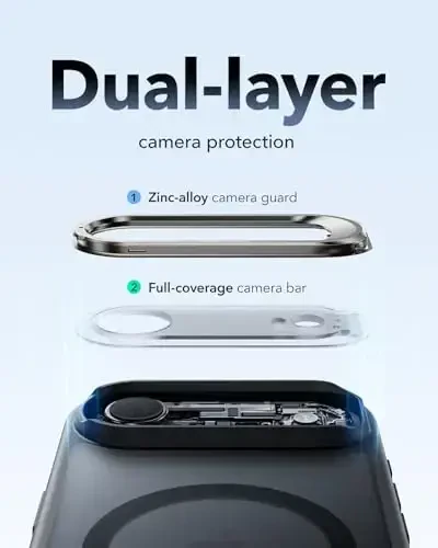 ESR for iPhone Air Case with Stash Stand, Camera Control Cover Compatible with MagSafe, Military-Grade Drop Protection Magnetic Phone Case for iPhone Air, Scratch-Resistant Back Cover,Frosted Black - 2