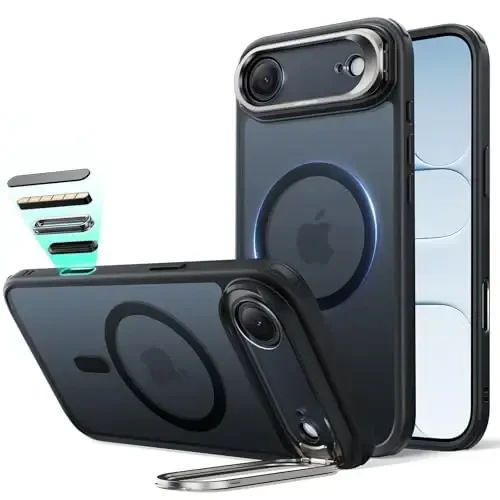 ESR for iPhone Air Case with Stash Stand, Camera Control Cover Compatible with MagSafe, Military-Grade Drop Protection Magnetic Phone Case for iPhone Air, Scratch-Resistant Back Cover,Frosted Black - 4