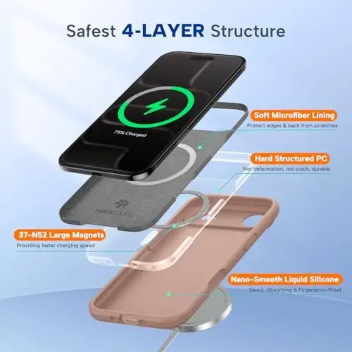 Miracase Magnetic for iPhone Air Case, Compatible with MagSafe, Integrated Silicone Camera Control Cover, 3.0mm Thicken Shockproof Drop Protection Phone Case for 17 Air,Chocolate - 4