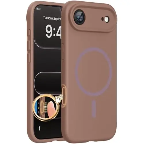 Miracase Magnetic for iPhone Air Case, Compatible with MagSafe, Integrated Silicone Camera Control Cover, 3.0mm Thicken Shockproof Drop Protection Phone Case for 17 Air,Chocolate - MIRACASE