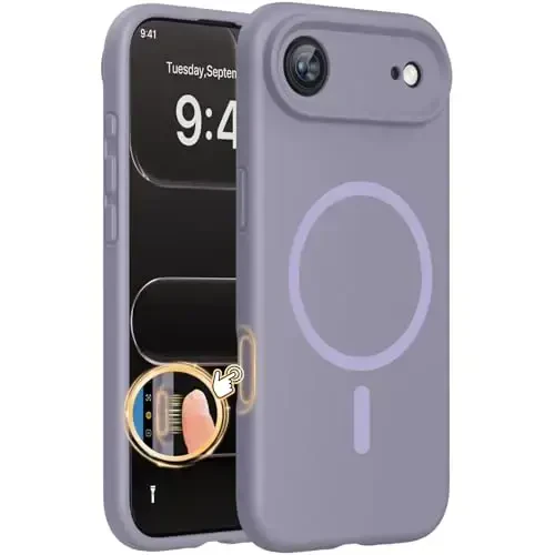 Miracase Magnetic for iPhone Air Case, Compatible with MagSafe, Integrated Silicone Camera Control Cover, 3.0mm Thicken Shockproof Drop Protection Phone Case for 17 Air,Lavender Gray 