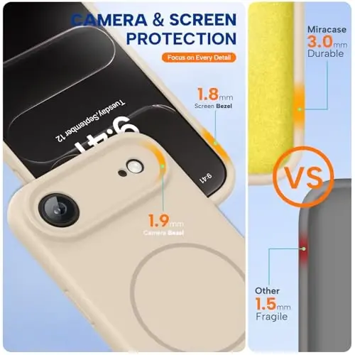 Miracase Magnetic for iPhone Air Case, Compatible with MagSafe, Integrated Silicone Camera Control Cover, 3.0mm Thicken Shockproof Drop Protection Phone Case for 17 Air,Sand - 2