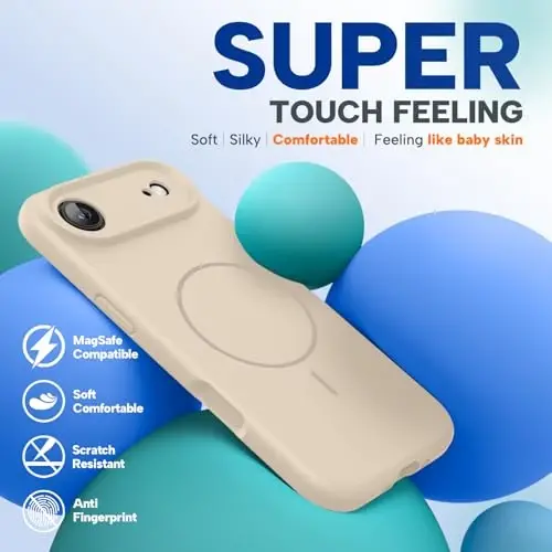 Miracase Magnetic for iPhone Air Case, Compatible with MagSafe, Integrated Silicone Camera Control Cover, 3.0mm Thicken Shockproof Drop Protection Phone Case for 17 Air,Sand - 6