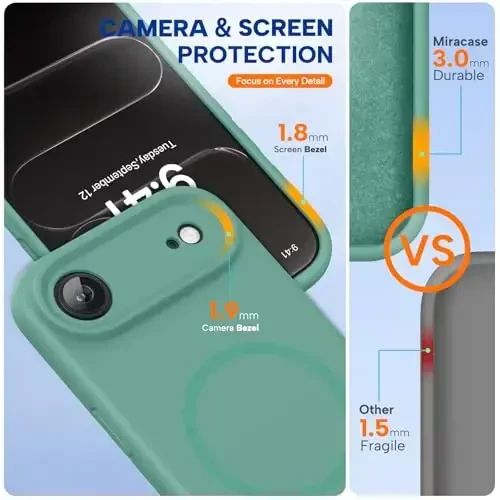 Miracase Magnetic for iPhone Air Case, Compatible with MagSafe, Integrated Silicone Camera Control Cover, 3.0mm Thicken Shockproof Drop Protection Phone Case for 17 Air,Midnight Green - MIRACASE (1)