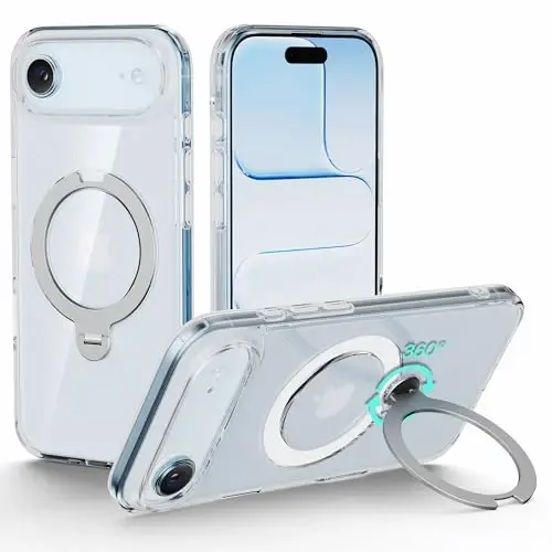 Upcommon Flex Stand Case for iPhone Air, 360° Rotatable Kickstand, MagSafe Compatible, Slim Protective Cover, Shockproof (Clear) 