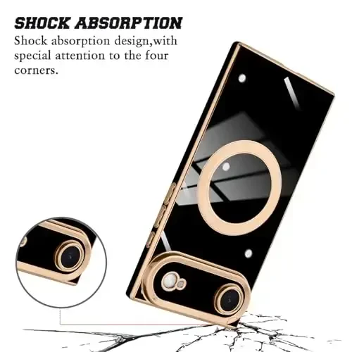 KANGHAR Case Designed for iPhone Air Magnetic [Compatible with MagSafe] Luxury Cute Plating Design Case Full-Body Anti-Scratch Shockproof Bumper Protective Cover Black - KANGHAR (1)