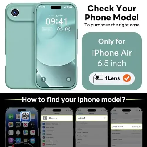 Vooii Magnetic for iPhone Air Case, Compatible with Magsafe (Premium Liquid Silicone) (Integrated Camera Control Button) Anti-Scratch Microfiber Lining for iPhone 17 Air 6.5 inch, Pine Green - 2