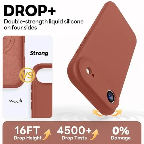 Vooii Magnetic for iPhone Air Case, Compatible with Magsafe (Premium Liquid Silicone) (Integrated Camera Control Button) Anti-Scratch Microfiber Lining for iPhone 17 Air 6.5 inch, Caramel - 4