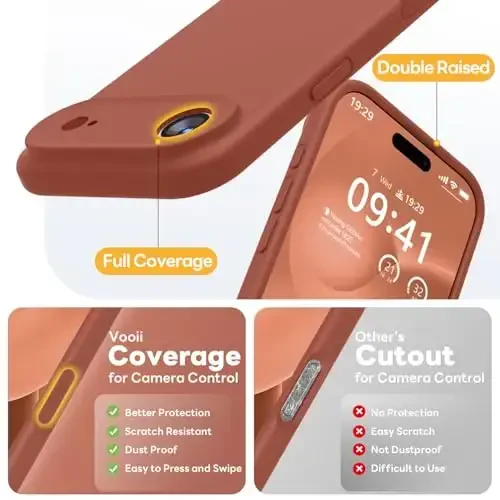 Vooii Magnetic for iPhone Air Case, Compatible with Magsafe (Premium Liquid Silicone) (Integrated Camera Control Button) Anti-Scratch Microfiber Lining for iPhone 17 Air 6.5 inch, Caramel - 5