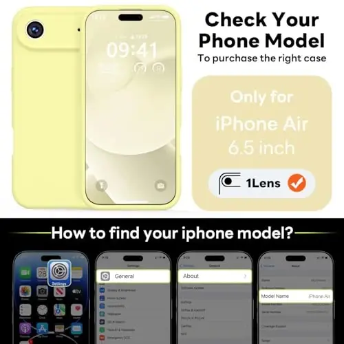 Vooii Magnetic for iPhone Air Case, Compatible with Magsafe (Premium Liquid Silicone) (Integrated Camera Control Button) Anti-Scratch Microfiber Lining for iPhone 17 Air 6.5 inch, Creamy Yellow - 2