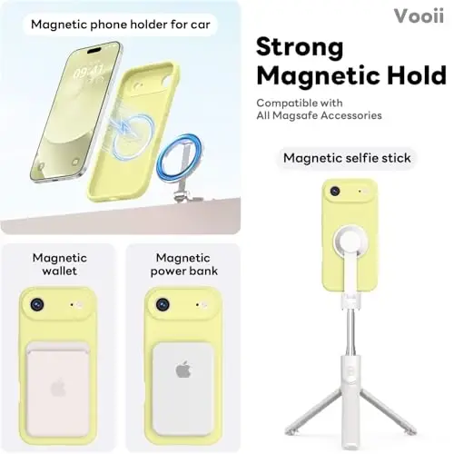 Vooii Magnetic for iPhone Air Case, Compatible with Magsafe (Premium Liquid Silicone) (Integrated Camera Control Button) Anti-Scratch Microfiber Lining for iPhone 17 Air 6.5 inch, Creamy Yellow - 3
