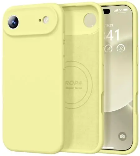 Vooii Magnetic for iPhone Air Case, Compatible with Magsafe (Premium Liquid Silicone) (Integrated Camera Control Button) Anti-Scratch Microfiber Lining for iPhone 17 Air 6.5 inch, Creamy Yellow 