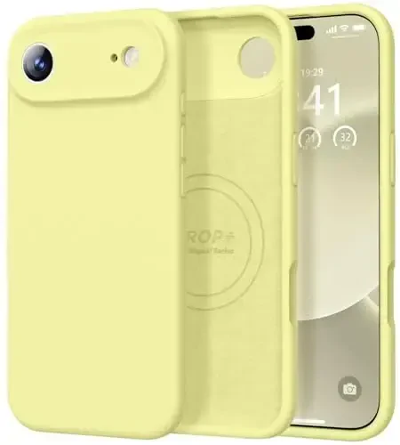 Vooii Magnetic for iPhone Air Case, Compatible with Magsafe (Premium Liquid Silicone) (Integrated Camera Control Button) Anti-Scratch Microfiber Lining for iPhone 17 Air 6.5 inch, Creamy Yellow - 1