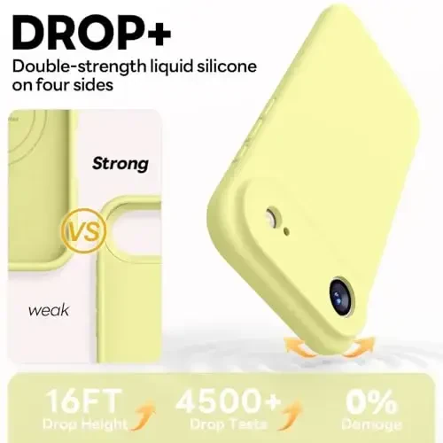 Vooii Magnetic for iPhone Air Case, Compatible with Magsafe (Premium Liquid Silicone) (Integrated Camera Control Button) Anti-Scratch Microfiber Lining for iPhone 17 Air 6.5 inch, Creamy Yellow - 4