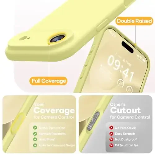 Vooii Magnetic for iPhone Air Case, Compatible with Magsafe (Premium Liquid Silicone) (Integrated Camera Control Button) Anti-Scratch Microfiber Lining for iPhone 17 Air 6.5 inch, Creamy Yellow - 5