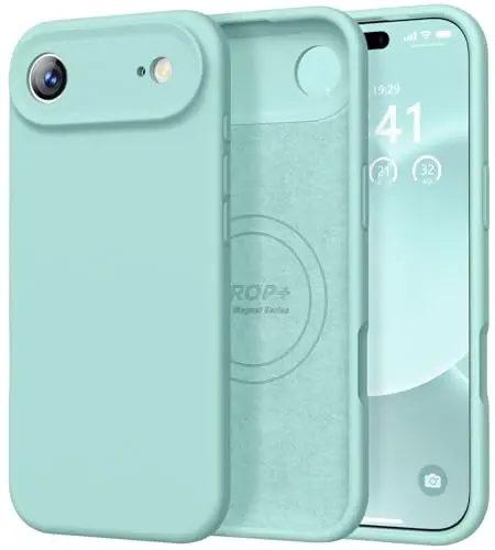 Vooii Magnetic for iPhone Air Case, Compatible with Magsafe (Premium Liquid Silicone) (Integrated Camera Control Button) Anti-Scratch Microfiber Lining for iPhone 17 Air 6.5 inch, Mint - 1