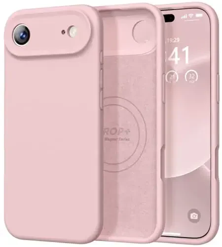 Vooii Magnetic for iPhone Air Case, Compatible with Magsafe (Premium Liquid Silicone) (Integrated Camera Control Button) Anti-Scratch Microfiber Lining for iPhone 17 Air 6.5 inch, Pink Sand - 1