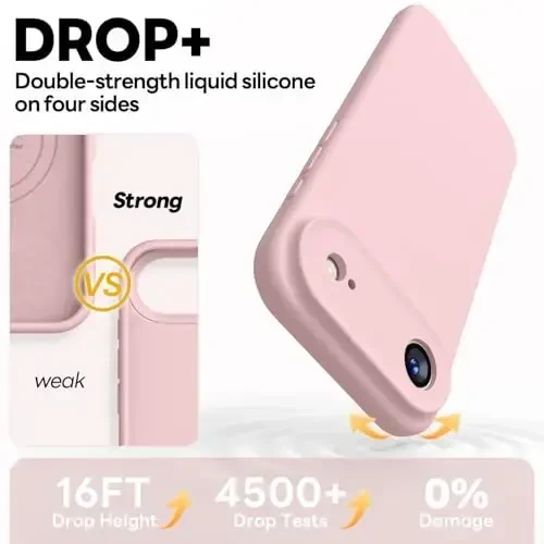 Vooii Magnetic for iPhone Air Case, Compatible with Magsafe (Premium Liquid Silicone) (Integrated Camera Control Button) Anti-Scratch Microfiber Lining for iPhone 17 Air 6.5 inch, Pink Sand - 4