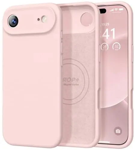 Vooii Magnetic for iPhone Air Case, Compatible with Magsafe (Premium Liquid Silicone) (Integrated Camera Control Button) Anti-Scratch Microfiber Lining for iPhone 17 Air 6.5 inch, Pink Sand - VOOII