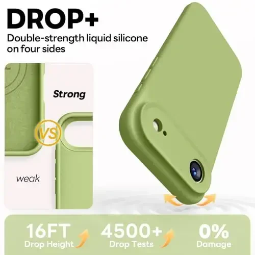 Vooii Magnetic for iPhone Air Case, Compatible with Magsafe (Premium Liquid Silicone) (Integrated Camera Control Button) Anti-Scratch Microfiber Lining for iPhone 17 Air 6.5 inch, Cedar Green - 4