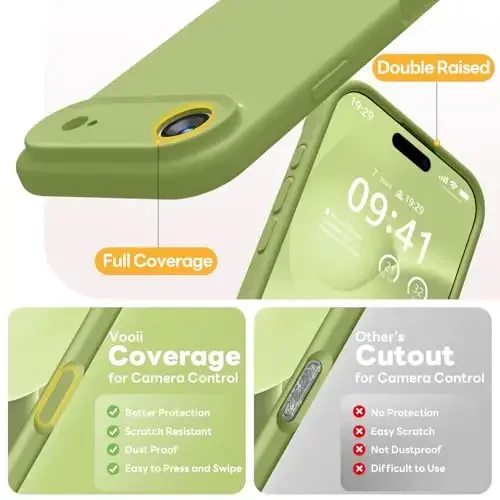 Vooii Magnetic for iPhone Air Case, Compatible with Magsafe (Premium Liquid Silicone) (Integrated Camera Control Button) Anti-Scratch Microfiber Lining for iPhone 17 Air 6.5 inch, Cedar Green - 5