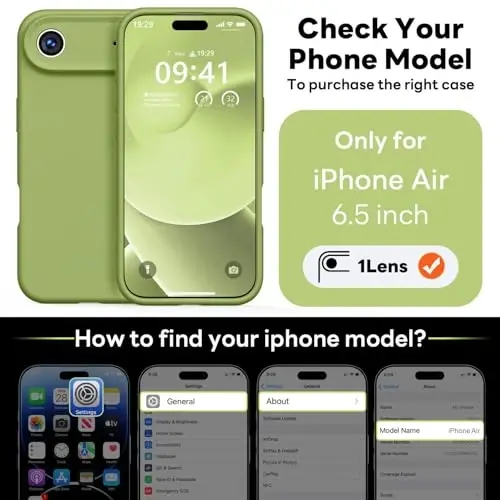 Vooii Magnetic for iPhone Air Case, Compatible with Magsafe (Premium Liquid Silicone) (Integrated Camera Control Button) Anti-Scratch Microfiber Lining for iPhone 17 Air 6.5 inch, Cedar Green - 2