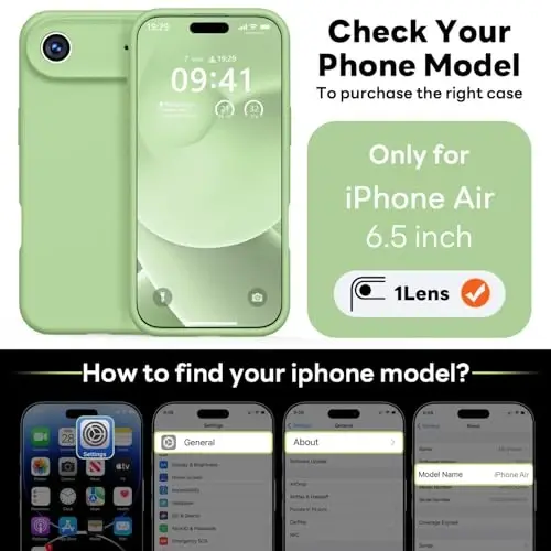 Vooii Magnetic for iPhone Air Case, Compatible with Magsafe (Premium Liquid Silicone) (Integrated Camera Control Button) Anti-Scratch Microfiber Lining for iPhone 17 Air 6.5 inch, Matcha - 2