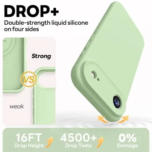 Vooii Magnetic for iPhone Air Case, Compatible with Magsafe (Premium Liquid Silicone) (Integrated Camera Control Button) Anti-Scratch Microfiber Lining for iPhone 17 Air 6.5 inch, Matcha - 1