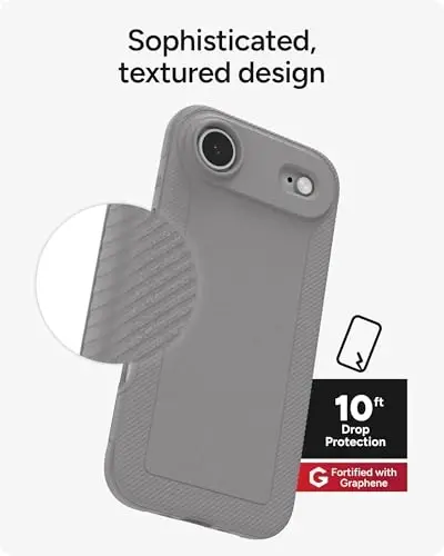 ZAGG Luxe Snap Phone Case for iPhone Air - Gray, Durable Graphene for Drop Protection (10ft/3m), Slim Lightweight Design, MagSafe Compatible - 6