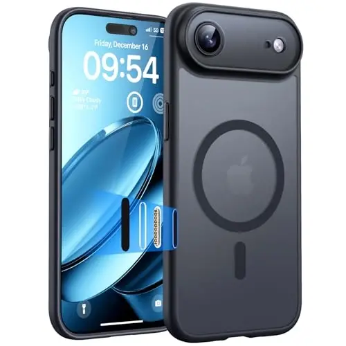 iPhone Air Kamera Kontrol Yakalama Düğmeli, Dahili Manyetik Halkalı, Yarı Saydam Mat Telefon Kılıfı (Anahtar Siyah) - TOCOL, iPhone Air 6.5 inç için - 1