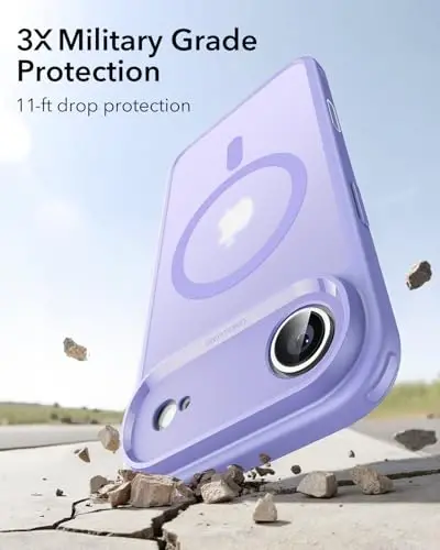ESR for iPhone Air Case, Camera Control, Compatible with MagSafe, Shockproof Military-Grade Protection, Magnetic Phone Case for iPhone 17 Air Case, Frosted Purple - 4