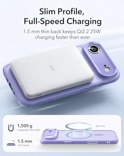 ESR for iPhone Air Case, Camera Control, Compatible with MagSafe, Shockproof Military-Grade Protection, Magnetic Phone Case for iPhone 17 Air Case, Frosted Purple - 5