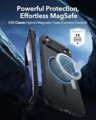 ESR for iPhone Air Case, Camera Control, Compatible with MagSafe, Shockproof Military-Grade Protection, Magnetic Phone Case for iPhone 17 Air Case, Frosted Black - 2